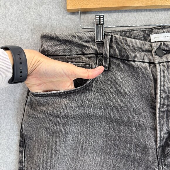Good American Jeans Denim Straight Twist Slit Gray Black Womens Size 12 / 31 - Picture 5 of 14
